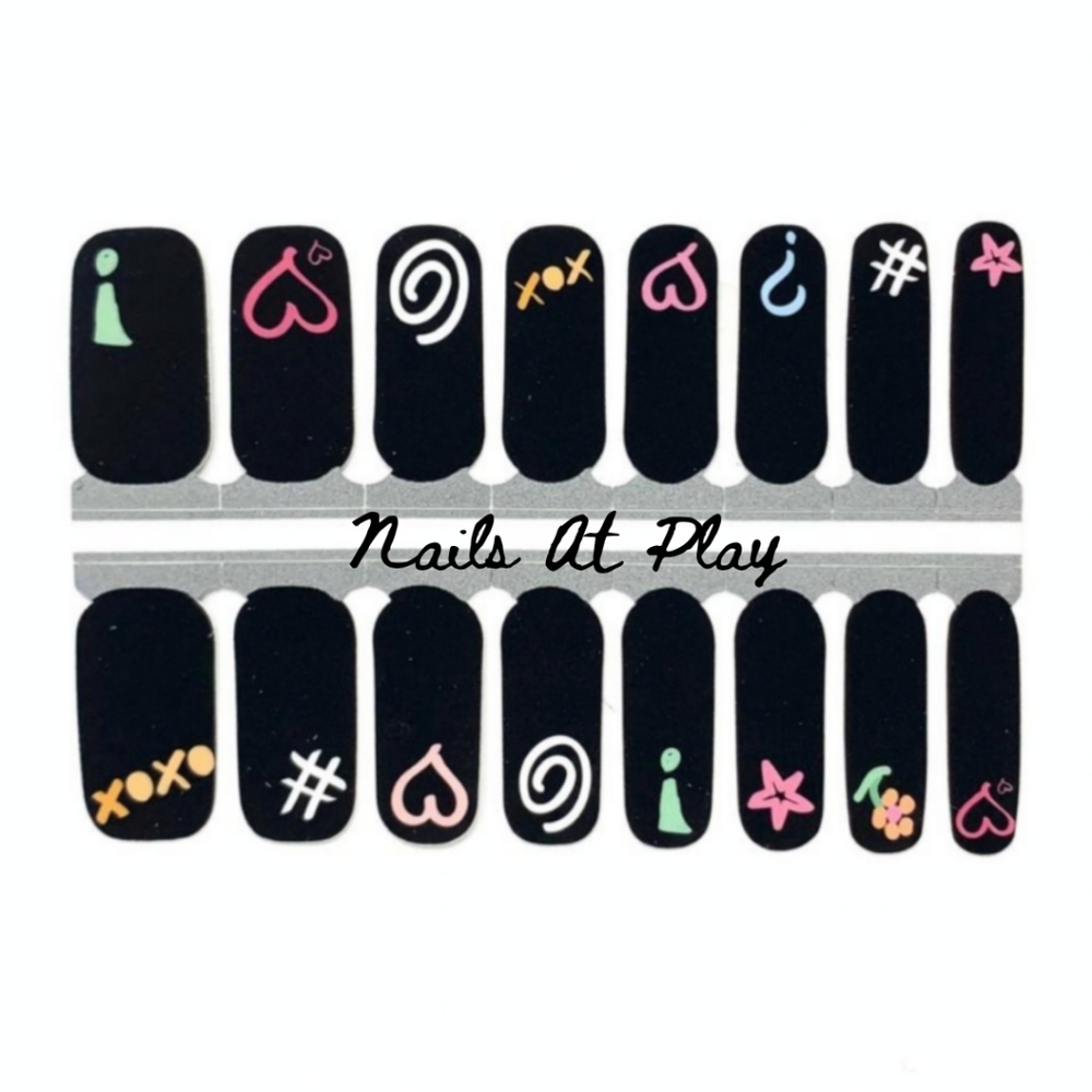 5 for $15 Nail Wrap - Doodle on Black